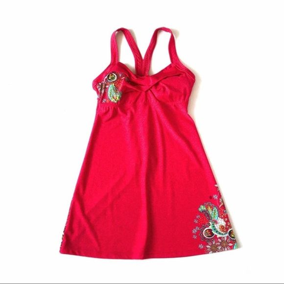 Athleta Salina Montego Swim dress  / XXsmall / hot pink/ razor back with tie - Picture 1 of 12